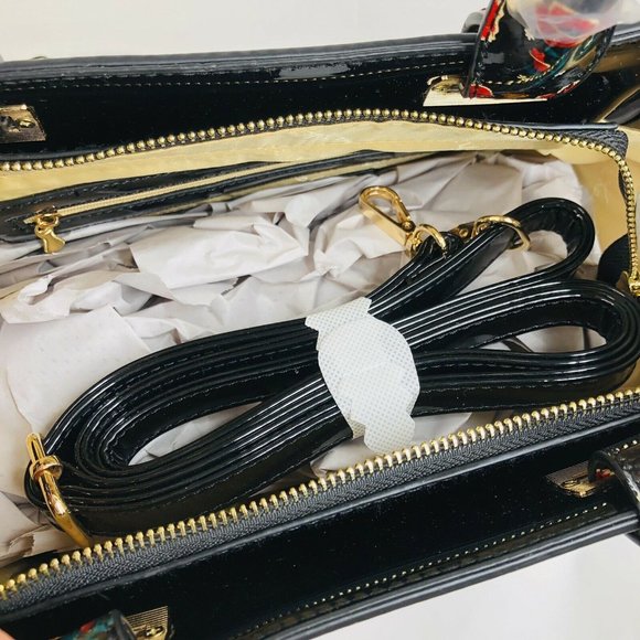 NEW Frida Kahlo Floral Portrait Collection Satchel Purse Handbag Bag Black NWT - Picture 5 of 9